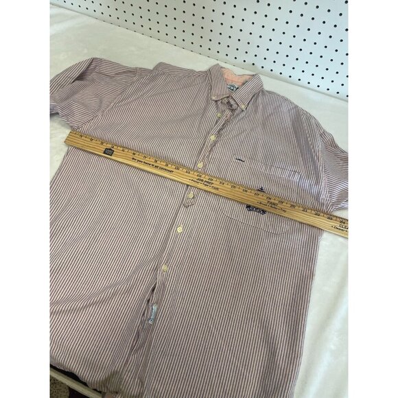 Shore Club Mens Pale Pink Blue Stripes Button Down Shirt Size M Short Sleeve - Picture 11 of 12